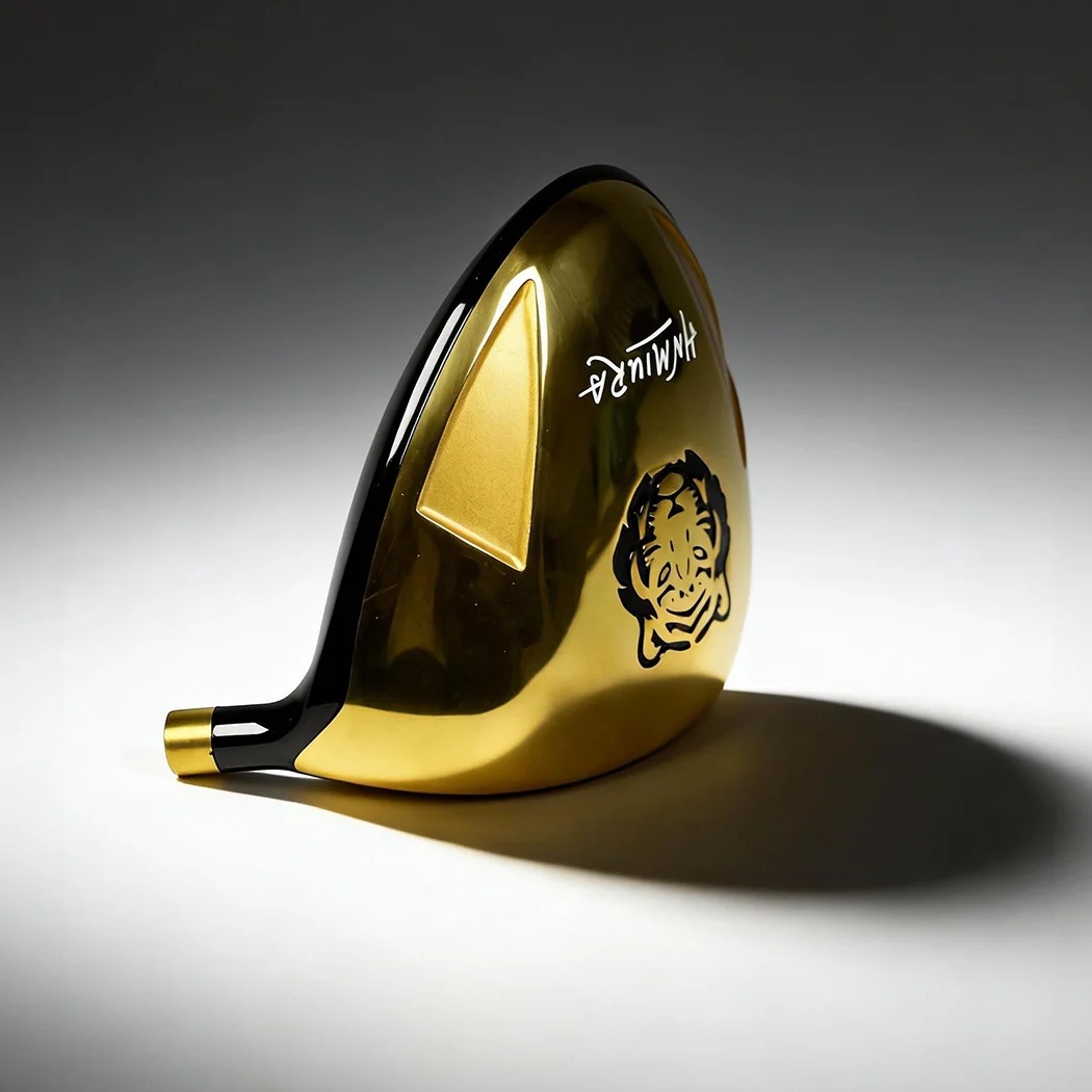 Titanium Golf Wood Head - Gold & Silver Two-Tone Design with Lion Pattern, Beginner-Friendly, Free cover