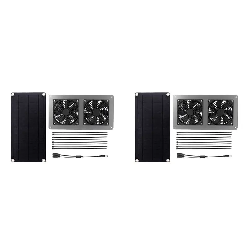 2X 10W 12V Solar Panel Exhaust Fan Air Extractor For Outdoor Dog Chicken House Greenhouse Waterproof Solar Panel B-B61B