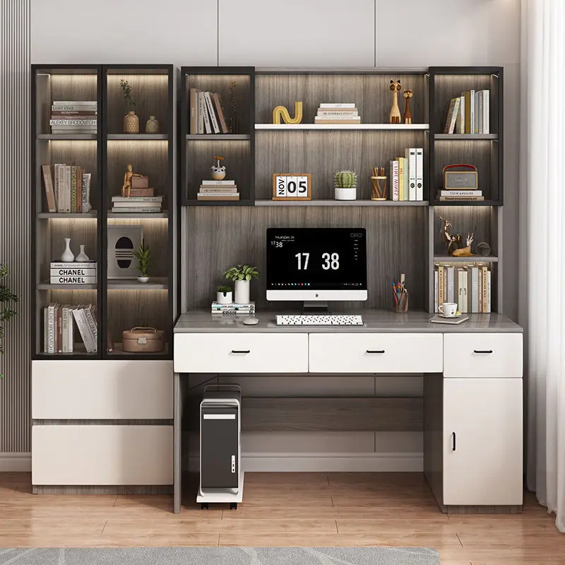 Factory Direct 2026 High-quality Simple Children's Study Table Wooden Desk with Bookcase Bookshelf Office Computer Desk Student