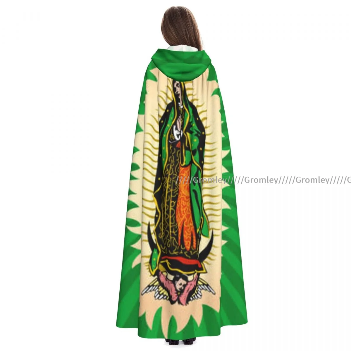 Virgin Of Guadalupe Mexican Witch Cloak Halloween Cosplay Costume Adult Unisex Cloak Retro Ages Cape