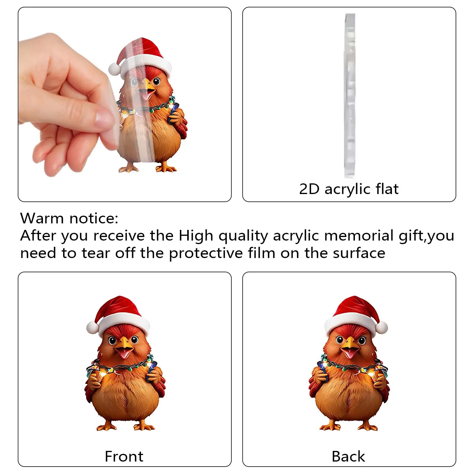 2025 Calendario per il conto alla rovescia di Natale Serie di Babbo Natale e pollo Set per il conto alla rovescia Ornamenti acrilici a tema natalizio Decorazioni natalizie