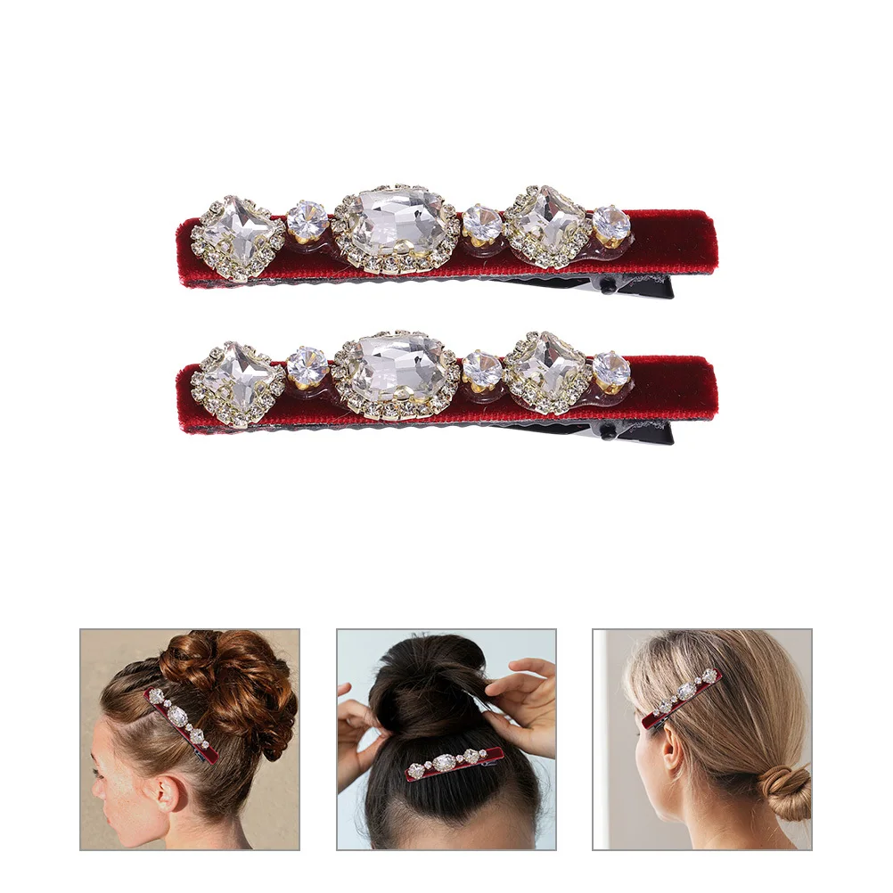 

2pcs Hair Clips Barrette Rhinestone Alligator Clip Glitter Decorative For Women Styling Sparkle Hairpins Fine Thick Hair