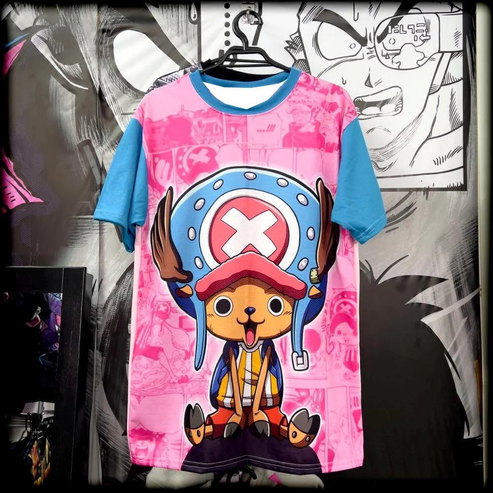 2026 Sommer One Piece Tony Retro Cosplay T-Shirt Herren Oversize 3D-Druck Kurzarm Familien-Unisex Kinder-Sportshirt