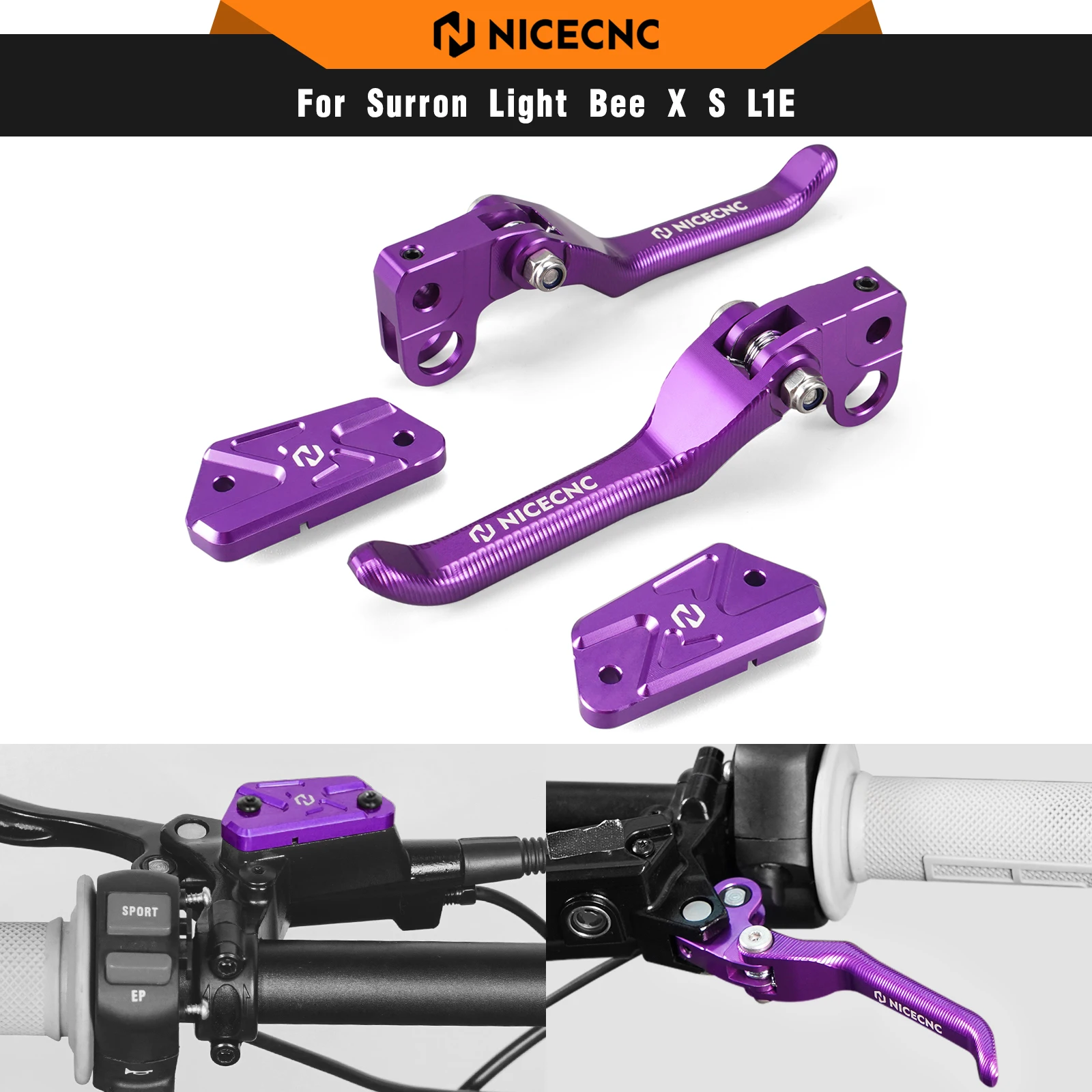 

NICECNC For Surron Light Bee X S L1E Electric Dirt Bike 2017-2025 Brake Levers & Brake Reservoir Covers For Segway X160 X260