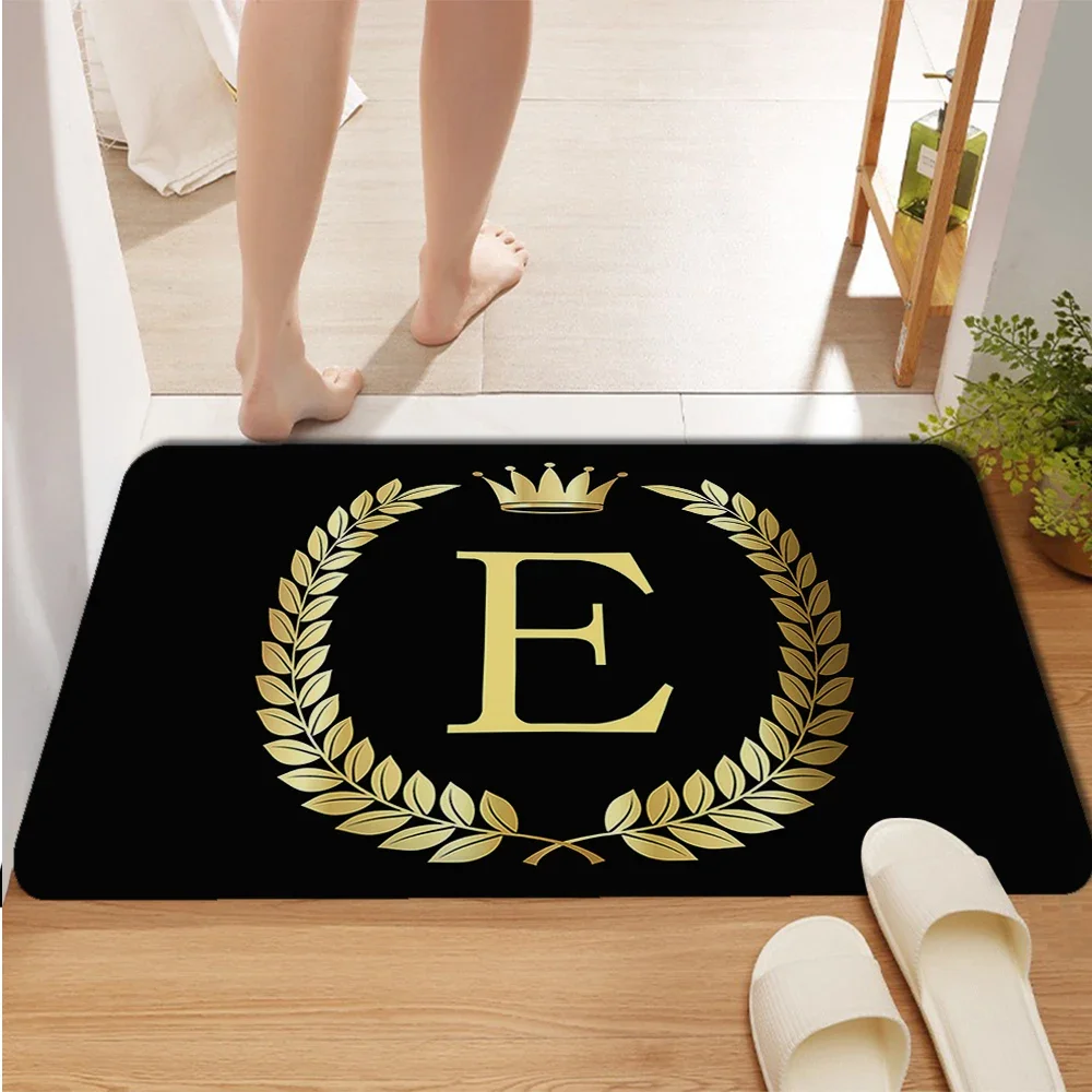 Black Golden Crown Letter Kitchen Mat Bedroom Entrance Doormat Home Rug 50X80cm Living Room Carpet Bathroom Nordic Balcony Mat