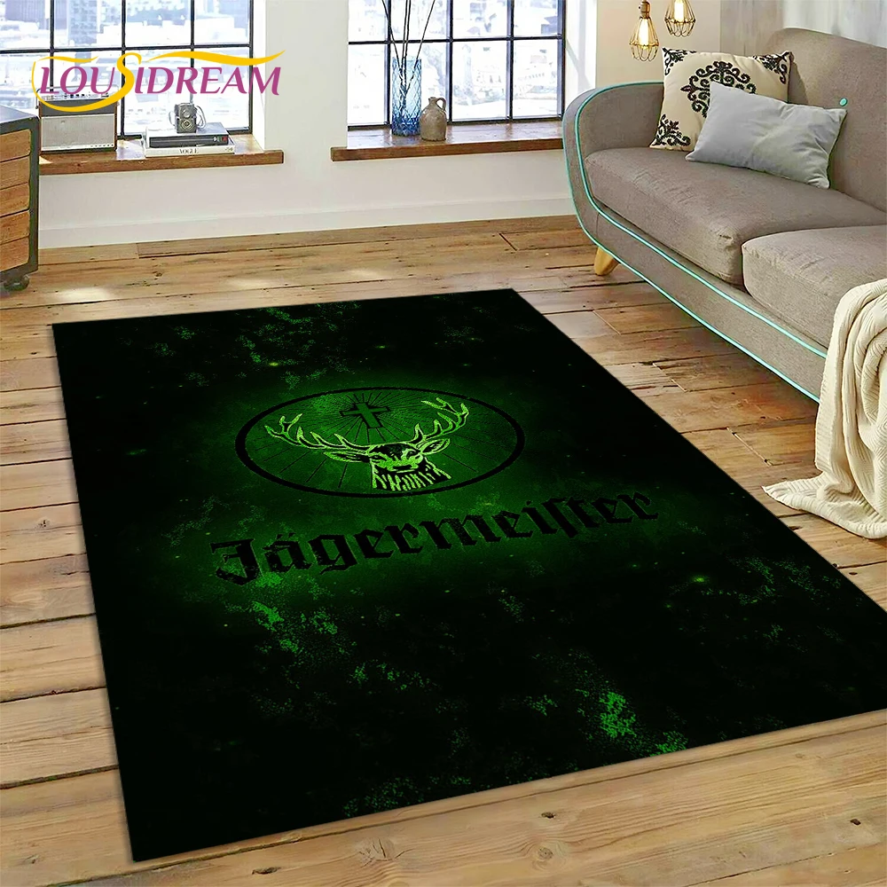 

3D Latest German Jaegermeister Logo Elk Rug Carpet for Living Room Bedroom Decor,Floor Mat Non-slip Decoration for Sofa Doormat