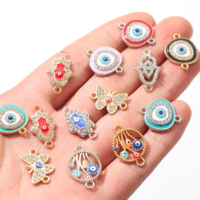 New 34pcs/lot Mixed Style Hand Eye Rhinestones Connector Pendant DIY Bracelet Necklace for Jewelry Making Accessories