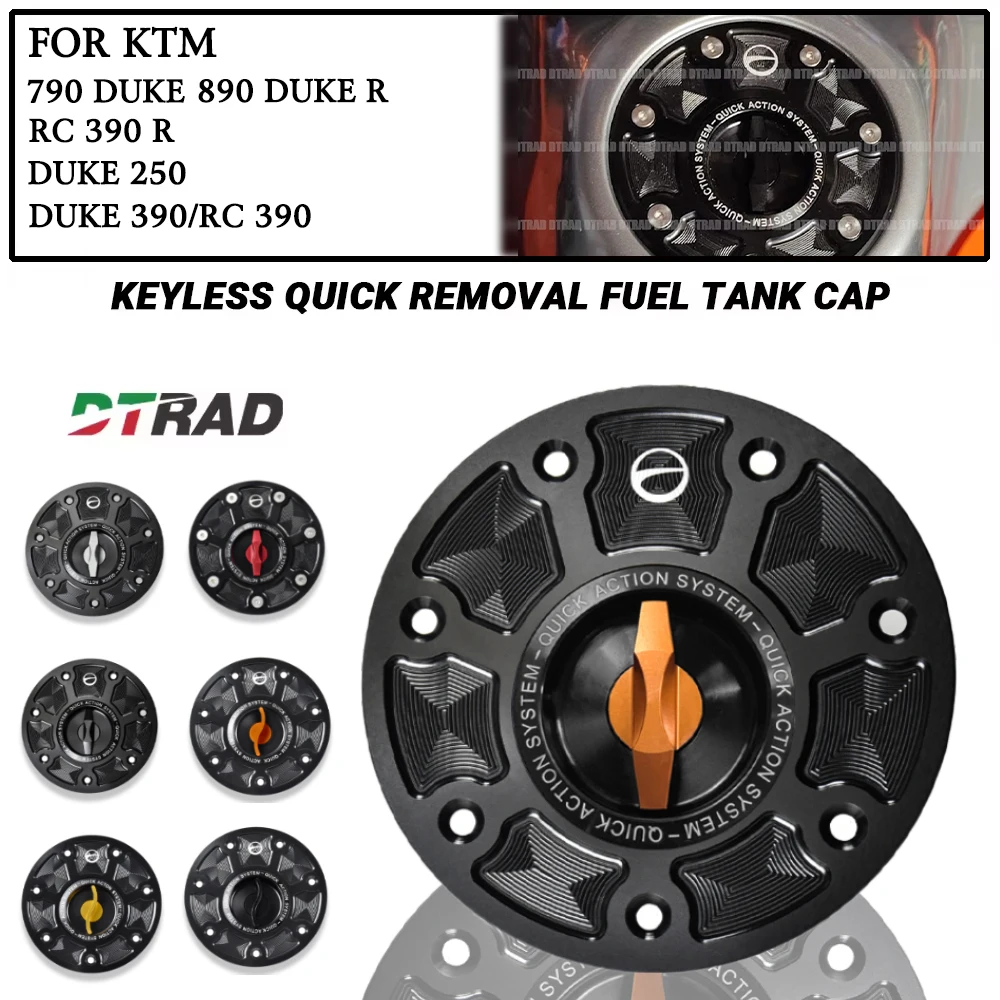 

For KTM DUKE 390/RC 390/R DUKE 250/790/890 R Motorcycle CNC Aluminum Alloy Keyless Quick Release Oil Fuel Tank Cover Accessories