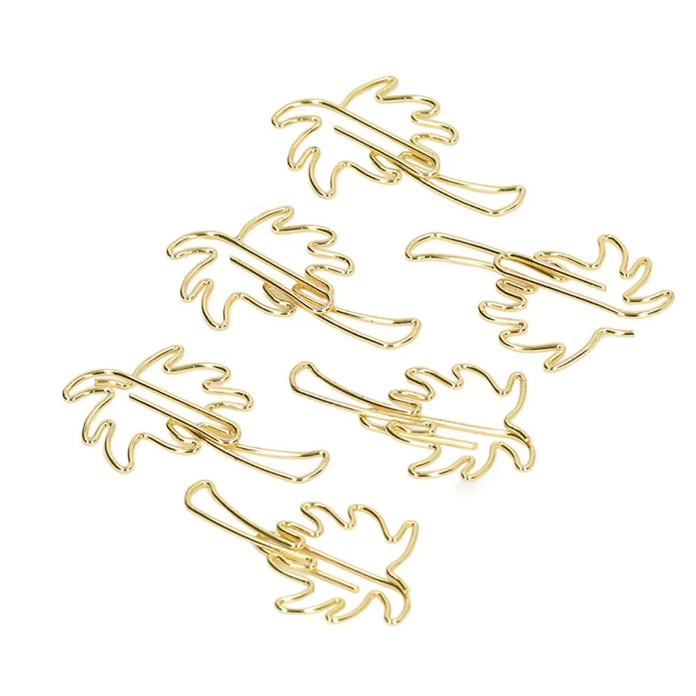 50 Pcs Electroplated Paper Clips Gold Metal Document Organizer Smooth Surface Coconut Tree Shape Creative Paper Clips Home Use