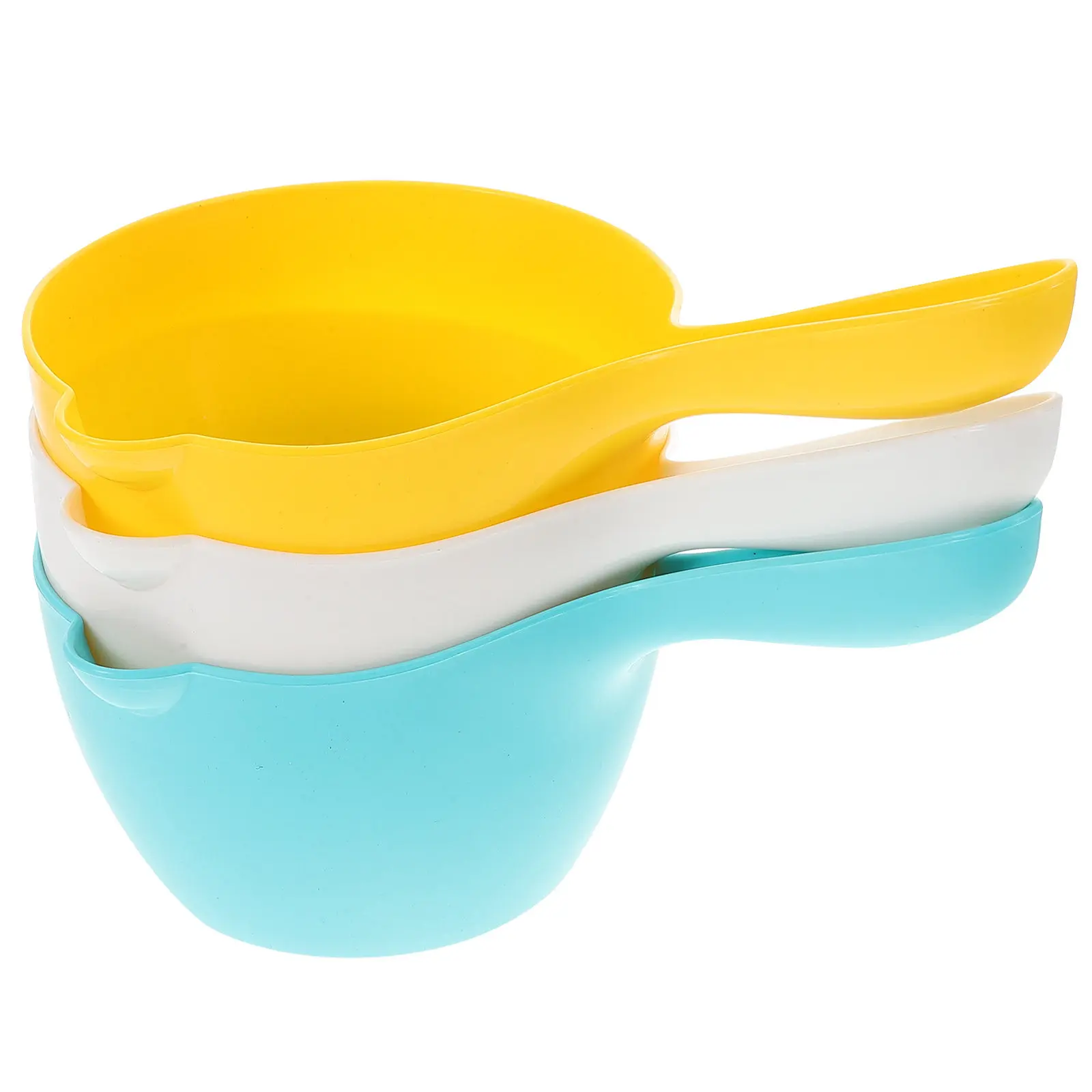 3Pcs Plastic Water Ladle for Home Bathroom Shower Hair Rinse Kitchen Camping Plants Watering Thick Lightweight Long Handle Scoop