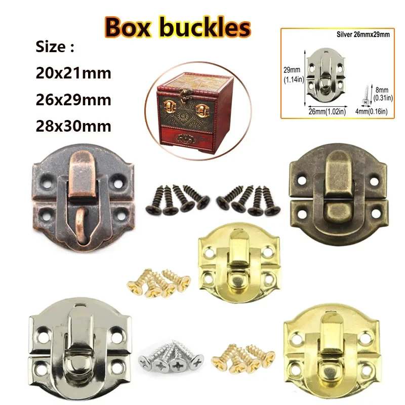 

5 Set Latch Hasps Jewelry Box Hasp Clasp Suitcase Wood Chest Cabinet Decorative Lock Latch Furniture Buckles Clasp With Screws