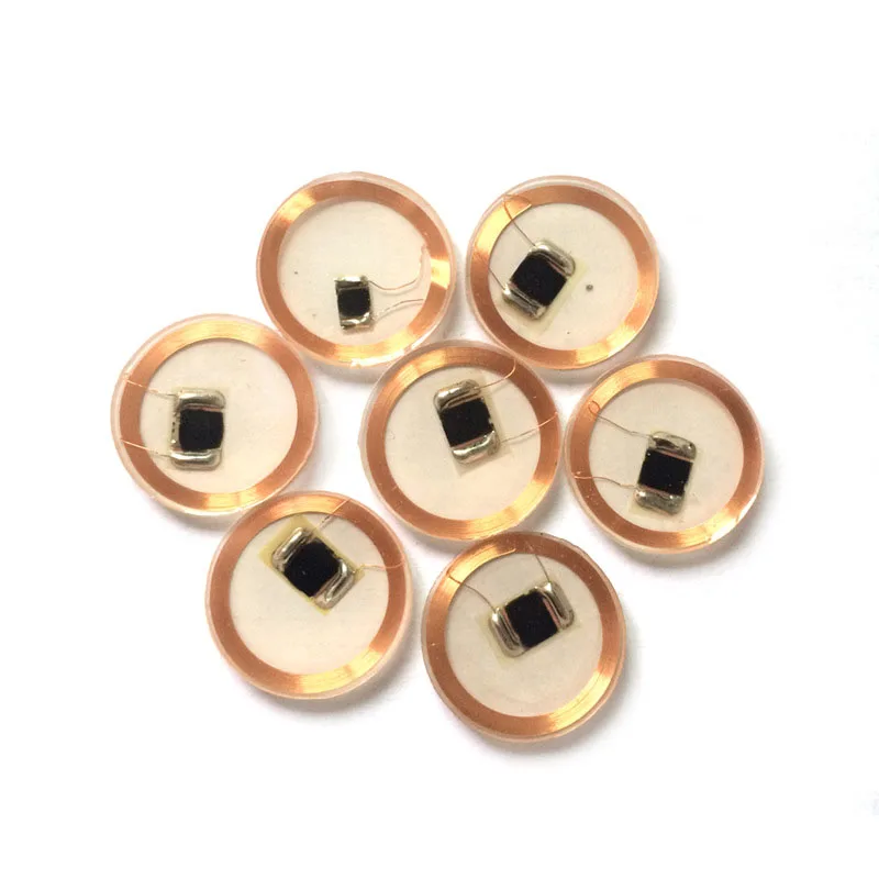 Tag IC trasparenti RFID da 100 pezzi Chip 13,56 M + bobina Scheda moneta rotonda DIM 25 mm