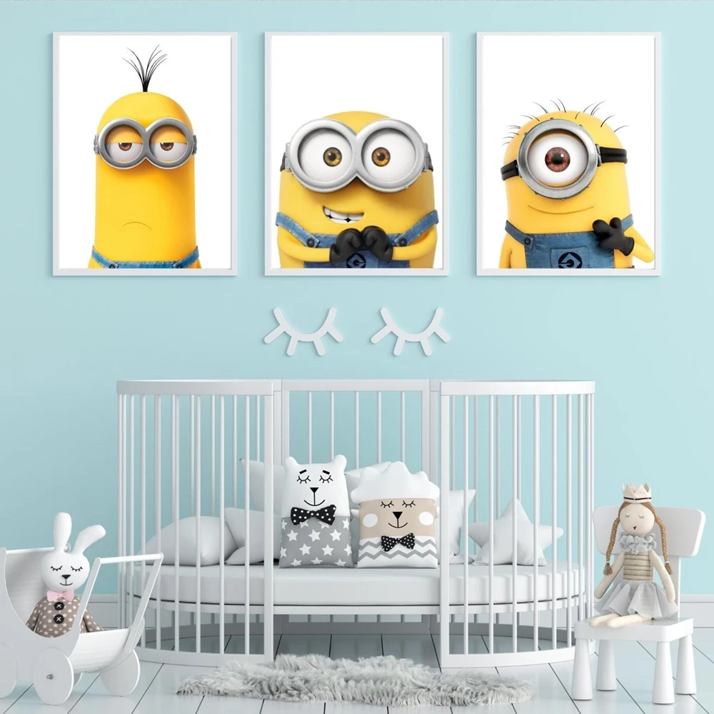 Famous Cartoon Characters Minions Canvas Wall Print Cartoon Poster Decoration Kids Room Bedroom Children's Birthday Gifts