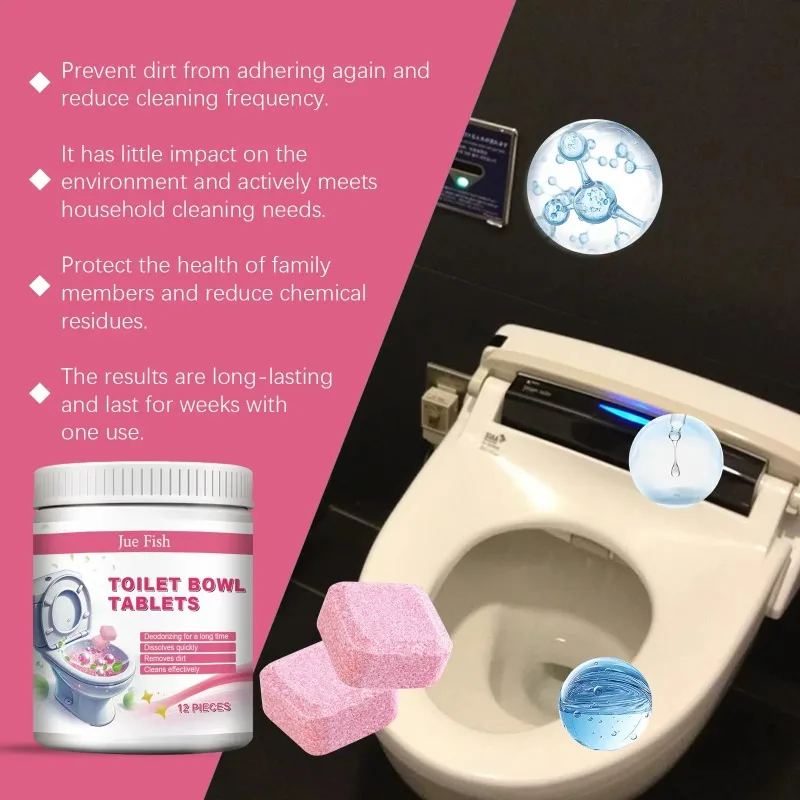 12PIECES Toilet Effervescent Tablets - Urine Stain Remover Yellow Dirt Descaler Automatic Flushing Deodorant Cleaner view 4