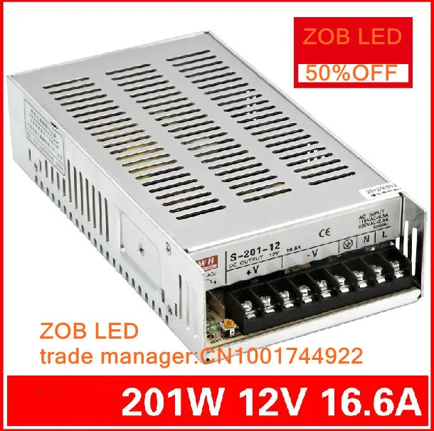 201W LED Switching Power Supply,85-265AC input,40A/16.5A/8.3A/4.2A ,For LED Strip light, power suply 5V/12V Output