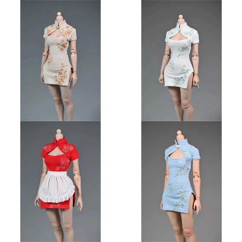 

1/6 Scale Action Figures New Chinese Style Printing Cheongsam Female Soldier Trend Dress Model for 12'' Tbl AT201 Body