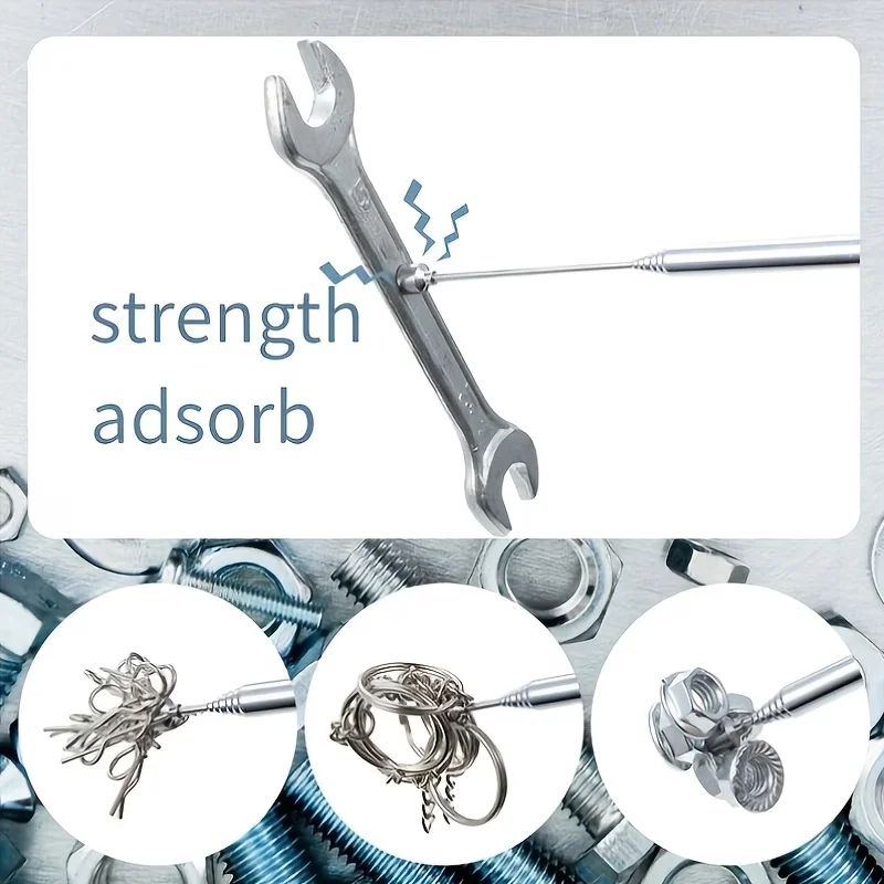 1PC Stainless Steel Telescopic Magnetic Pick-Up Rod, Battery Free for Auto & Construction Repair, Reaches Hard-to-Reach Spots