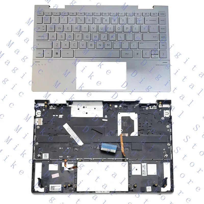 

Серебристая клавиатура с подсветкой и упором для рук (palmrest) H M82698-001 для HP Envy X360 13-BD 13M-BD