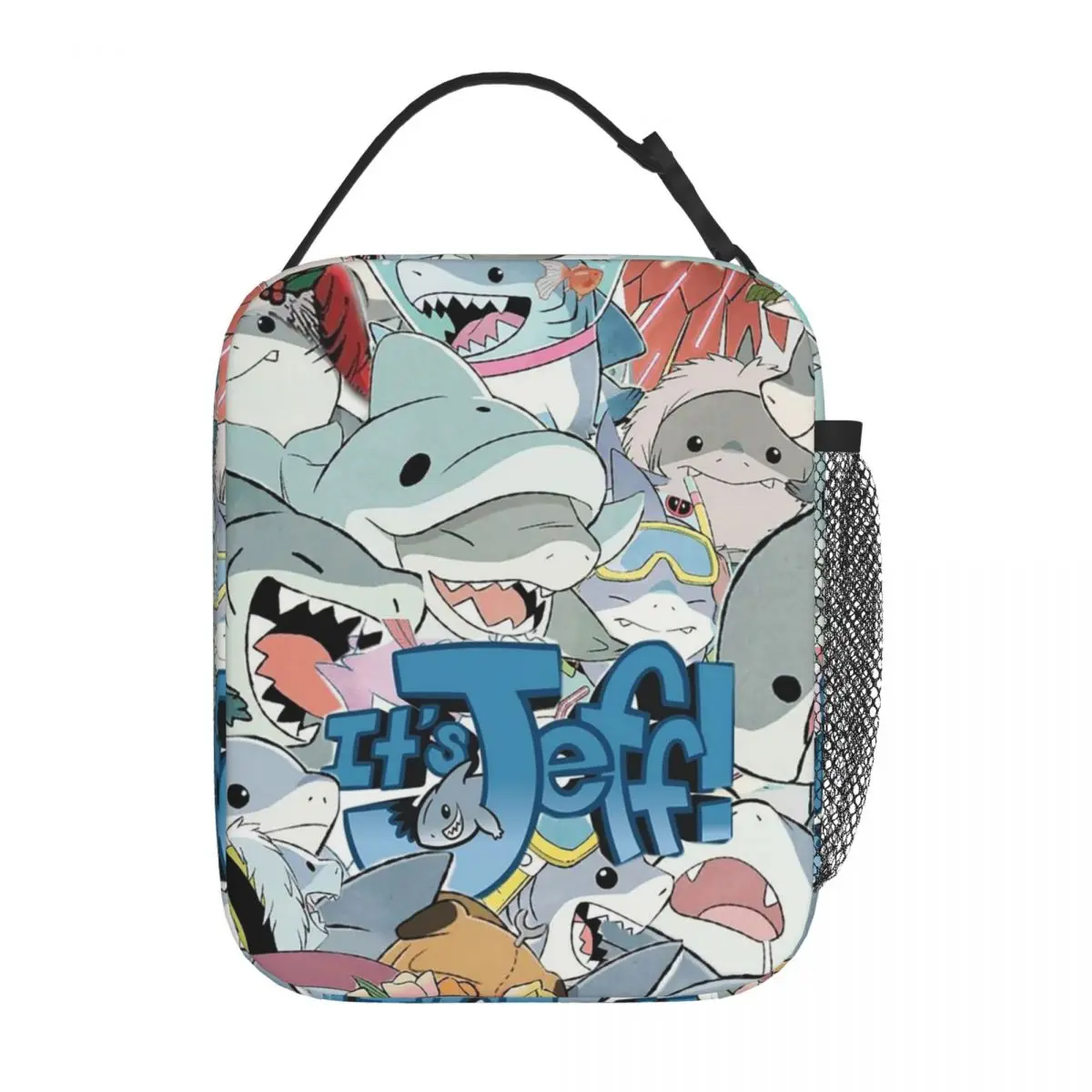 Cute Jeff The Land Shark Cartoon Insulated Lunch Bag for Women Children Portable Food Boxes Thermal Lunch Box Tote