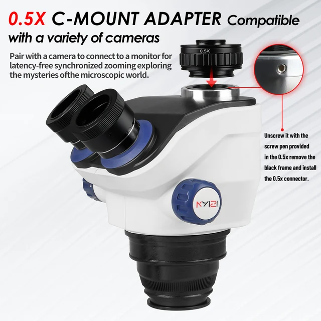 ميكروسكوب TX-350e V1.1 ثلاثي العدسات – زووم 7X-50X مع عدسات رؤية واسعة جداً (WF10X/23mm) 3