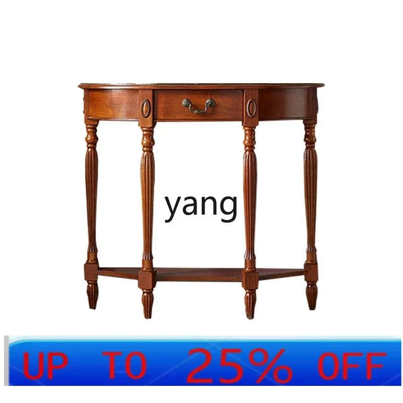 LMM creative ultra-narrow solid wood porch table corridor wall decoration side table retro foyer rack