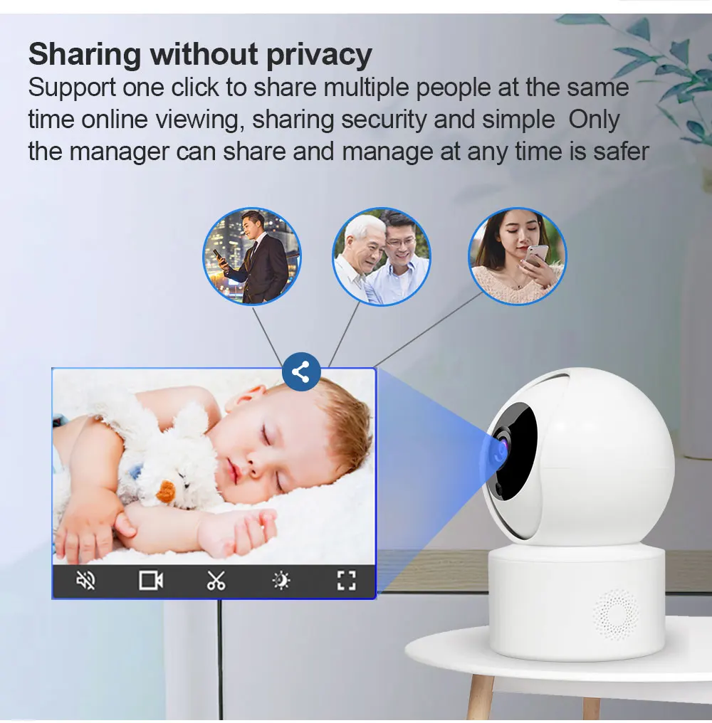 HD 3MP WiFi Camera Home AI Smart Baby Monitor Wireless 2-Way Audio Color Night Vision Home Security Surveillance IP PTZ Camera