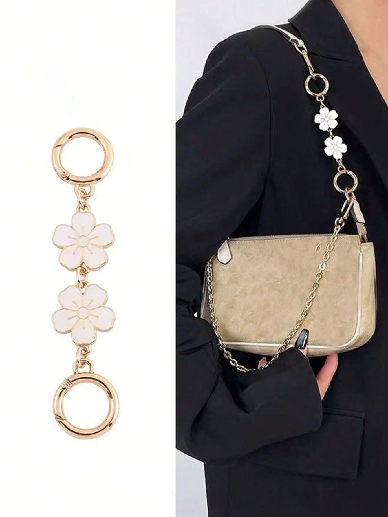Cherry Blossom Flower Bag Chain Extender Shoulder Strap For Handbag Wallet Pendant Accessory