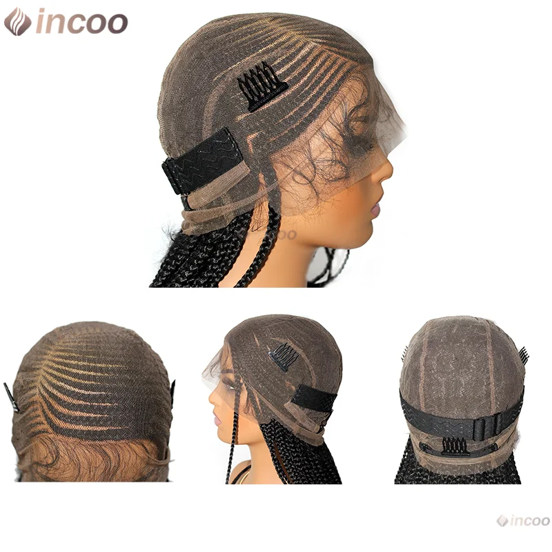 36" blonde Perücken Cornrow Seitenteil Flechten Haar Box geflochtene Perücken für Frauen Full Lace Front Perücke im Angebot