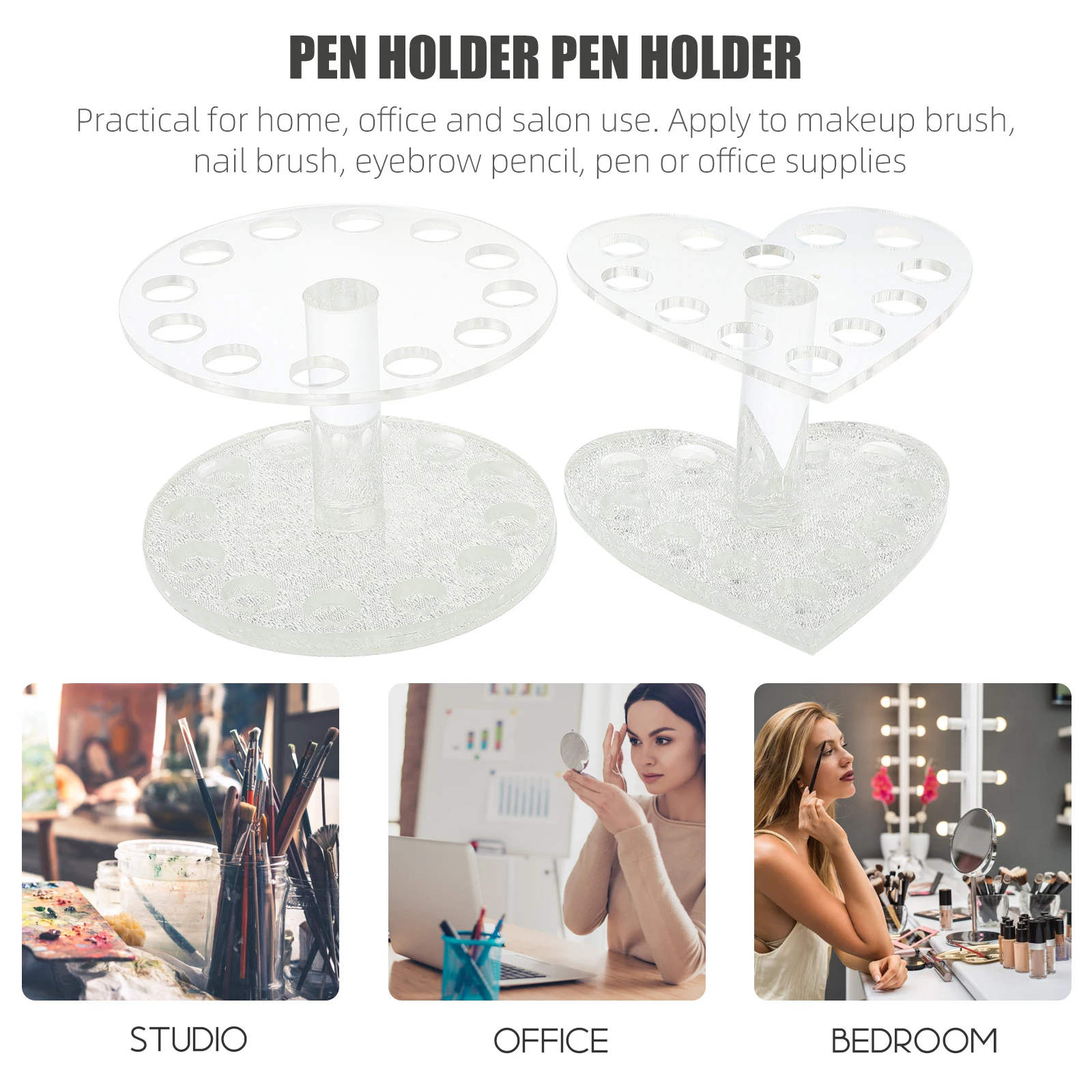 2 قطعة مسمار الفن حامل قلم على شكل قلب فرشاة للمكياج المنظم تخزين حامل عمودي مستلزمات صالون الأظافر