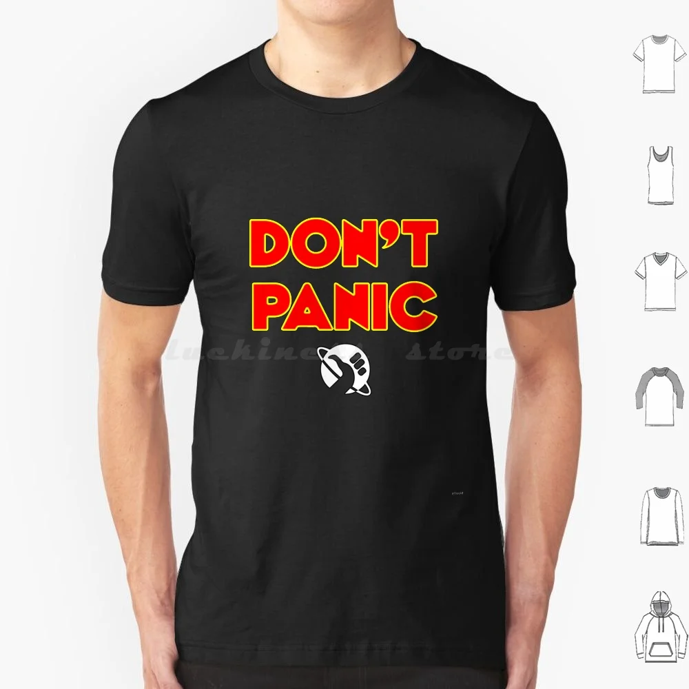 Dont Panic Color T Shirt Cotton Men Women DIY Print Hitchhikers Guide To The Galaxy Ironic 42 Douglas Adam Dont Panic Book Nerd