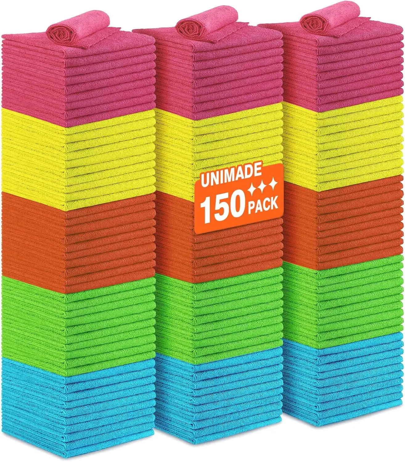 

Microfiber Cleaning Cloth, 150PK Reusable Shop Rags Bulk Microfiber Cleansing Cloth Lint Free