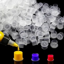 100/500PCS Disposable Tattoo Ink Caps S/M/L/XL Tattoo Ink Cups with Base Clear Plastic Pigment Permanent Makeup Container