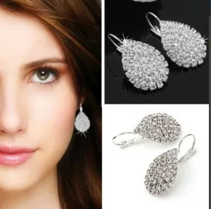 Long Fashion Jewelry Drop Wedding Earrings For Brides Popular Rhinestone Dress Bald Pates Natural Stone Women Earings