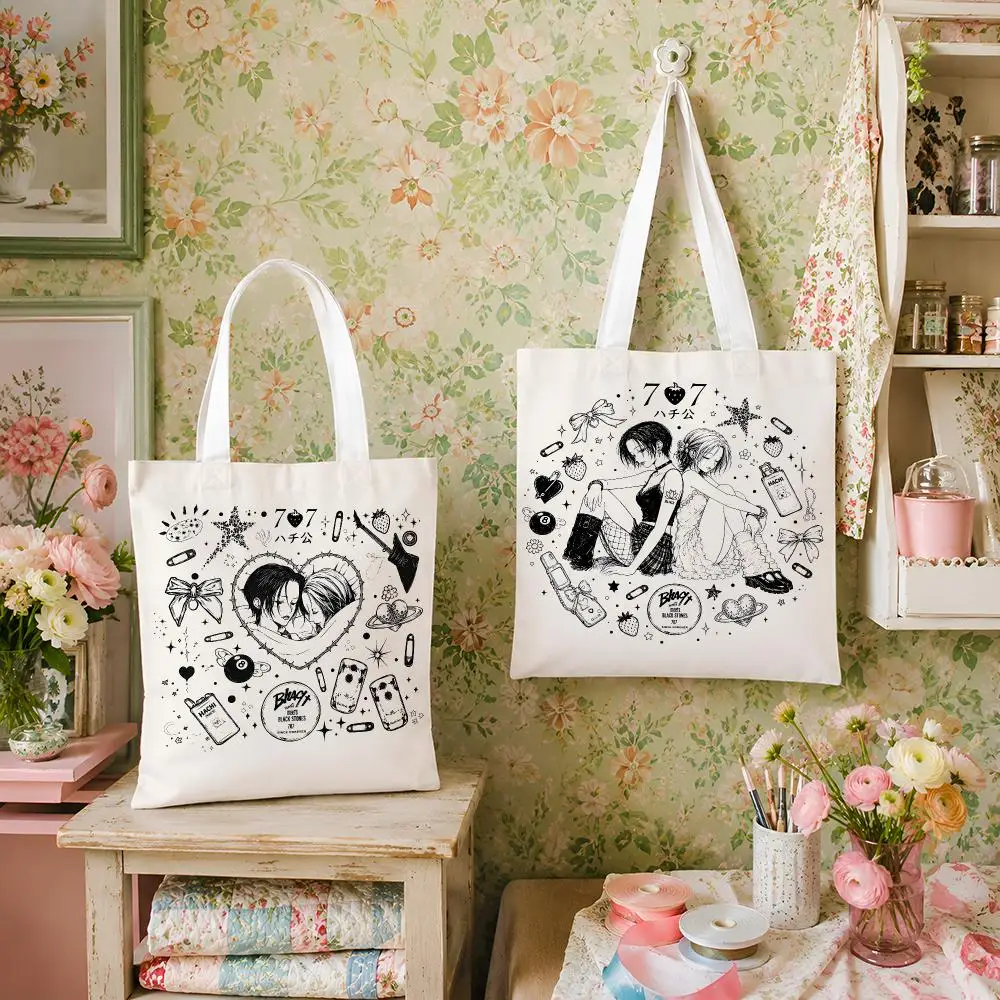 Nana & Hachi Punk Collage Storage Bags Versatile Canvas Tote For Shopping Work School Travel And Daily Carry