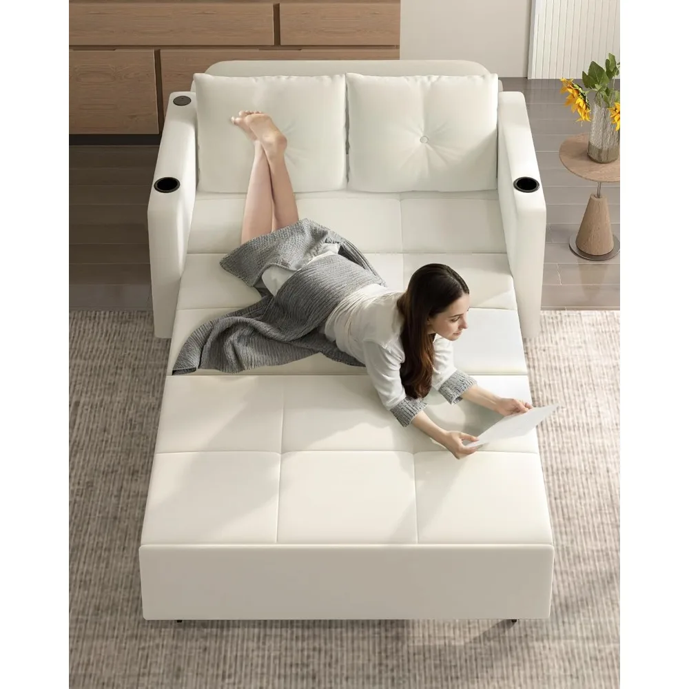 أريكة سرير 3 في 1 متعددة الاستخدامات، 56 أريكة مخملية قابلة للتحويل، نائمة بمقعدين لغرف المعيشة والمساحات الصغيرة