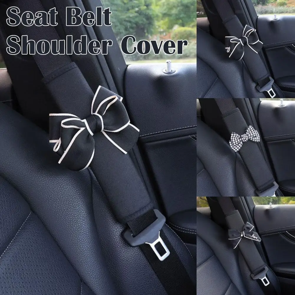 Bowknot Universal Car Safety Seat Belt Cover Pearl Ice Shoulder Car Flower Styling Protective Accessory Auto Pad Seatbelts N4P3