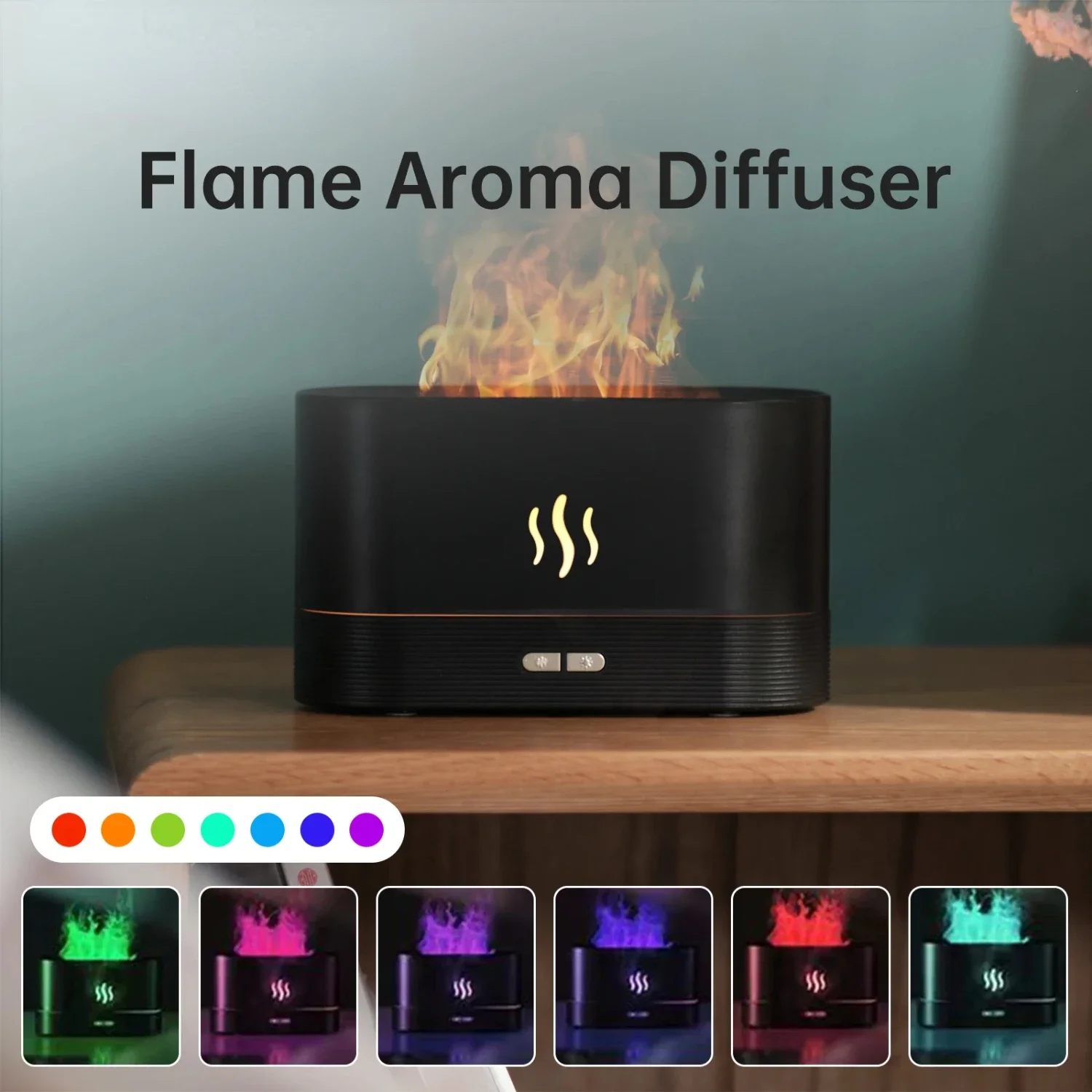 

Enhanced Colorful Flame 180ml Ultrasonic Air Aromatherapy Cool Mist Maker with LED Flame Lamp - Humidificador for Home - Diffuse