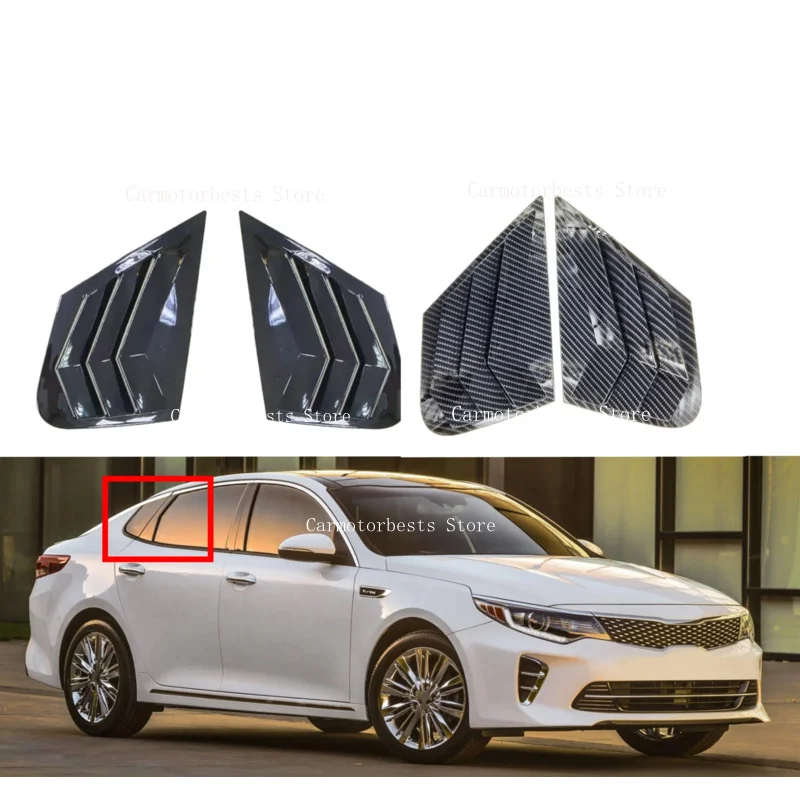 Car Rear Louver Window Side Shutter Cover Trim Fit For Kia Optima K5 Sedan 2016- 2018 2019  Sticker Vent Scoop ABS Carbon Fiber