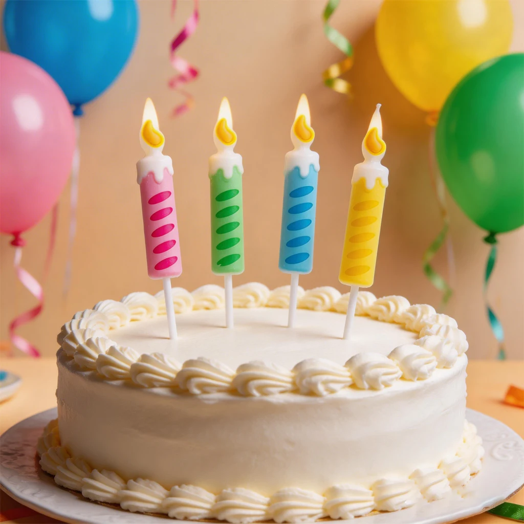4 Stück Kreative Retro Farbige Flammen-Kuchenkerzen Dekoration für Kindergeburtstage Wunschparty Backkerzen zum Einstecken – Detail 1