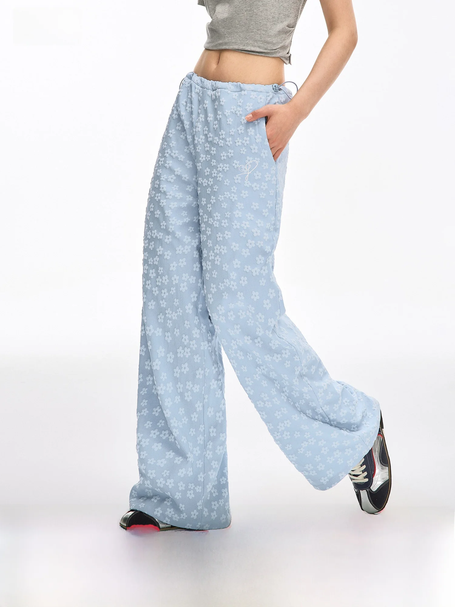 

Брюки F426: Новые, универсальные, повседневные, свободного кроя, с цветочным узором, из фактурной ткани, прямые, для молодежи, для повседневной носки, летние