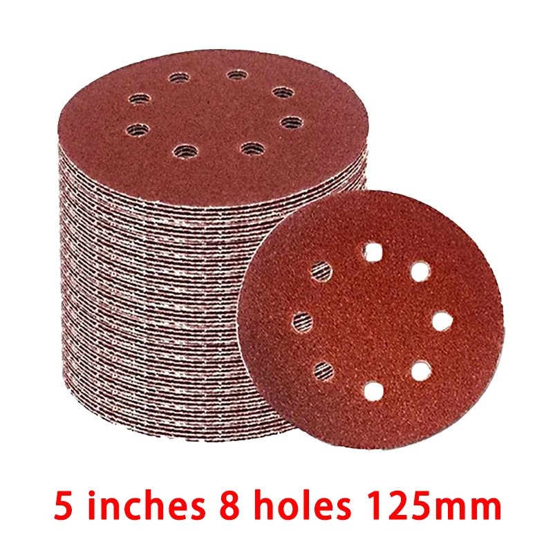 8Hole 125mm Sanding Discs Hook and Loop Adhesive Sandpaper 40Grit-2000Grit Sanding Paper Sanding Disc Abrasive Polishing Tools