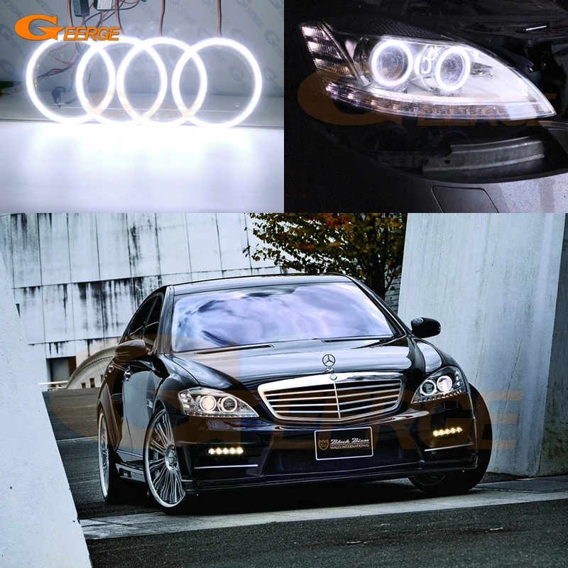 

For Mercedes Benz S Class W221 2007 2008 2009 2010 2011 2012 2013 Day Light Ultra Bright Cob Led Angel Eyes Kit Halo Rings
