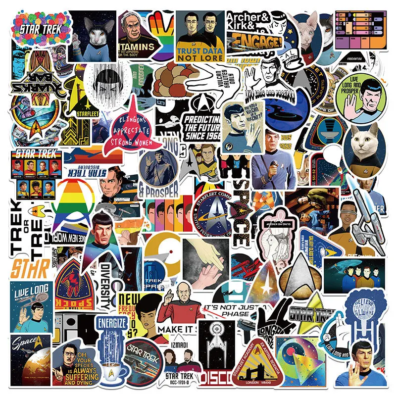 100 Sheets Classic Movies Star Trek Graffiti Sticker Pvc Adhesive Notebook Guitar Skateboard Waterproof Removable Stickers Gift