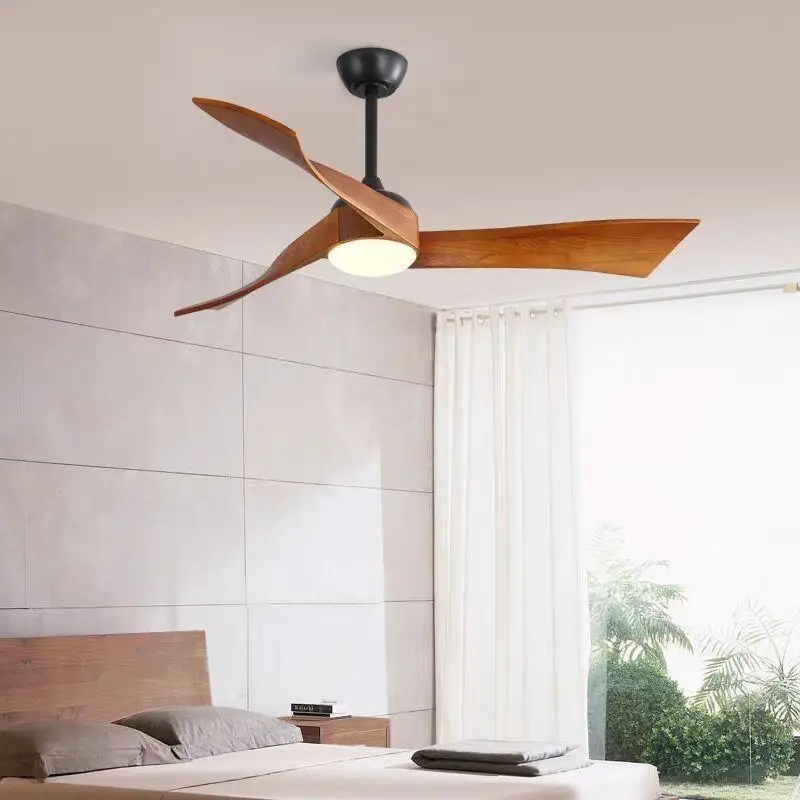 52inch Wood Ceiling Fan with LED Lights DC Motor 6 Speeds Ventiladores De Techo Con Luces Led