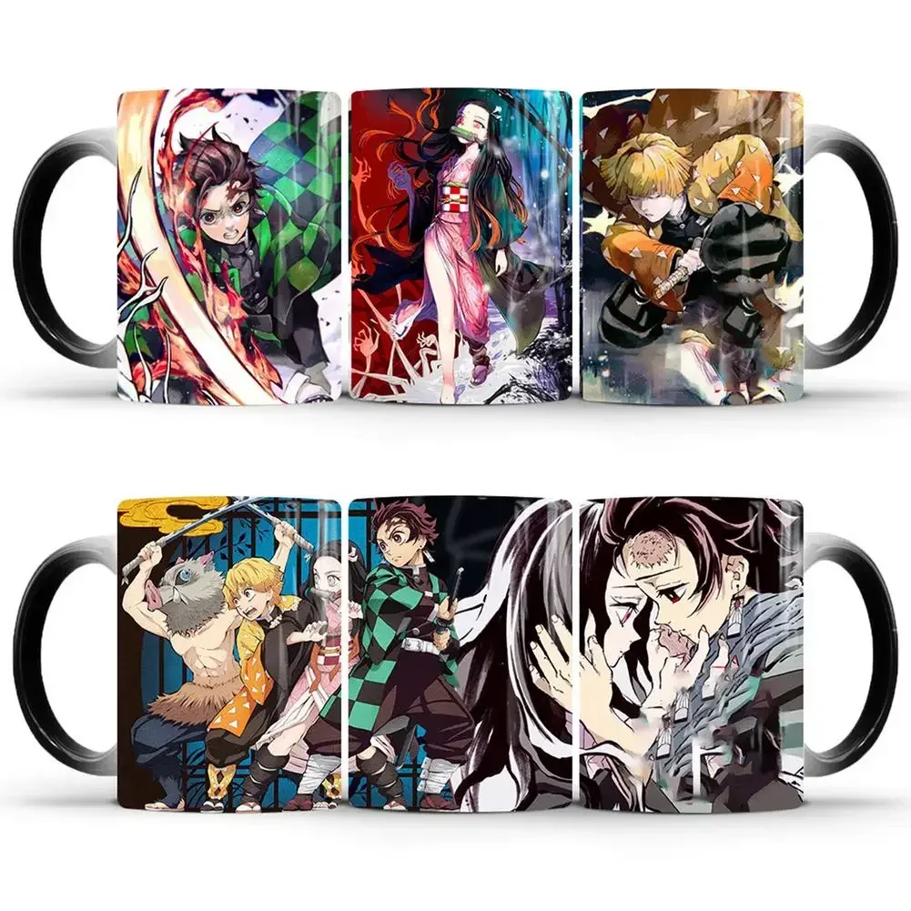 Demon Slayer Discoloration Mug Kimetsu No Yaiba Color Changing Cup Anime Ceramic Coffee Cup Heat Sensitive Milk Tea Mugs Novelty