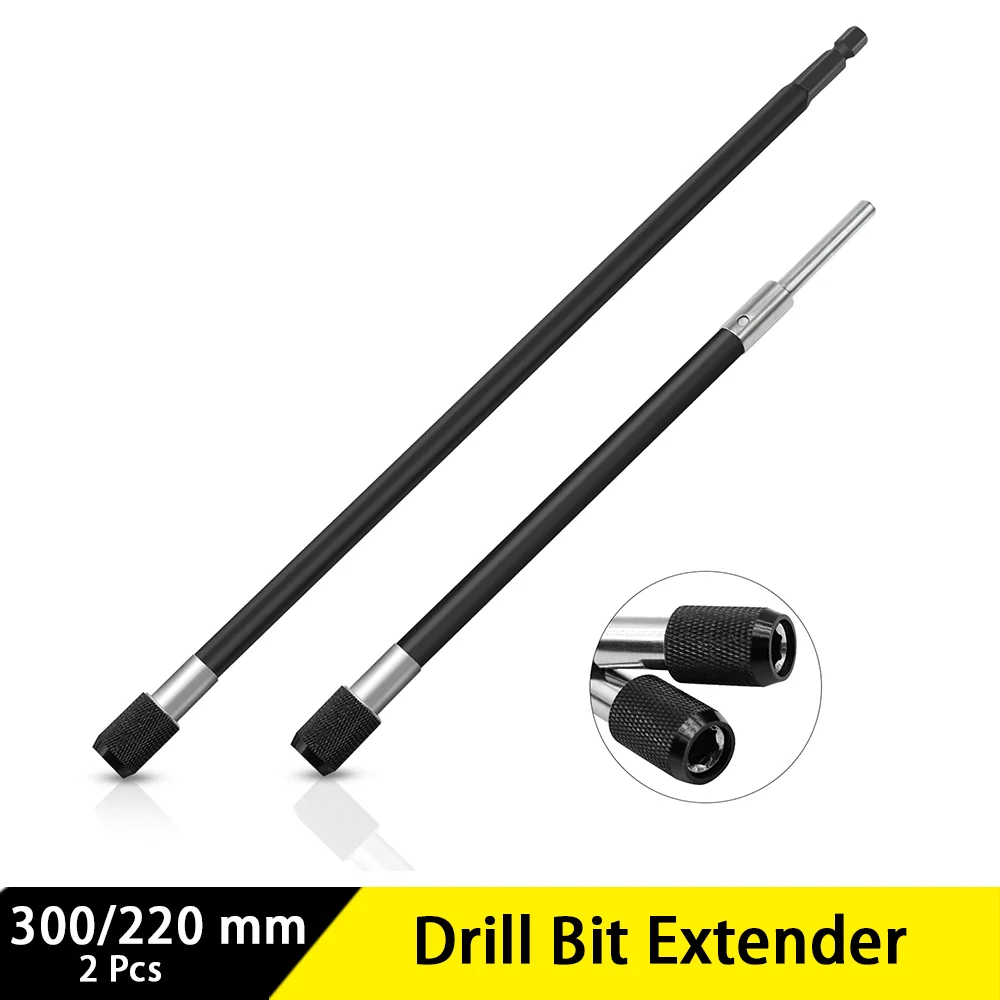 2 PCS Drill Bit Extender Quick Change Extension Dril Bit Holder 1/4 Inch Hex Shank Screwdriver Extender for Impact Driver