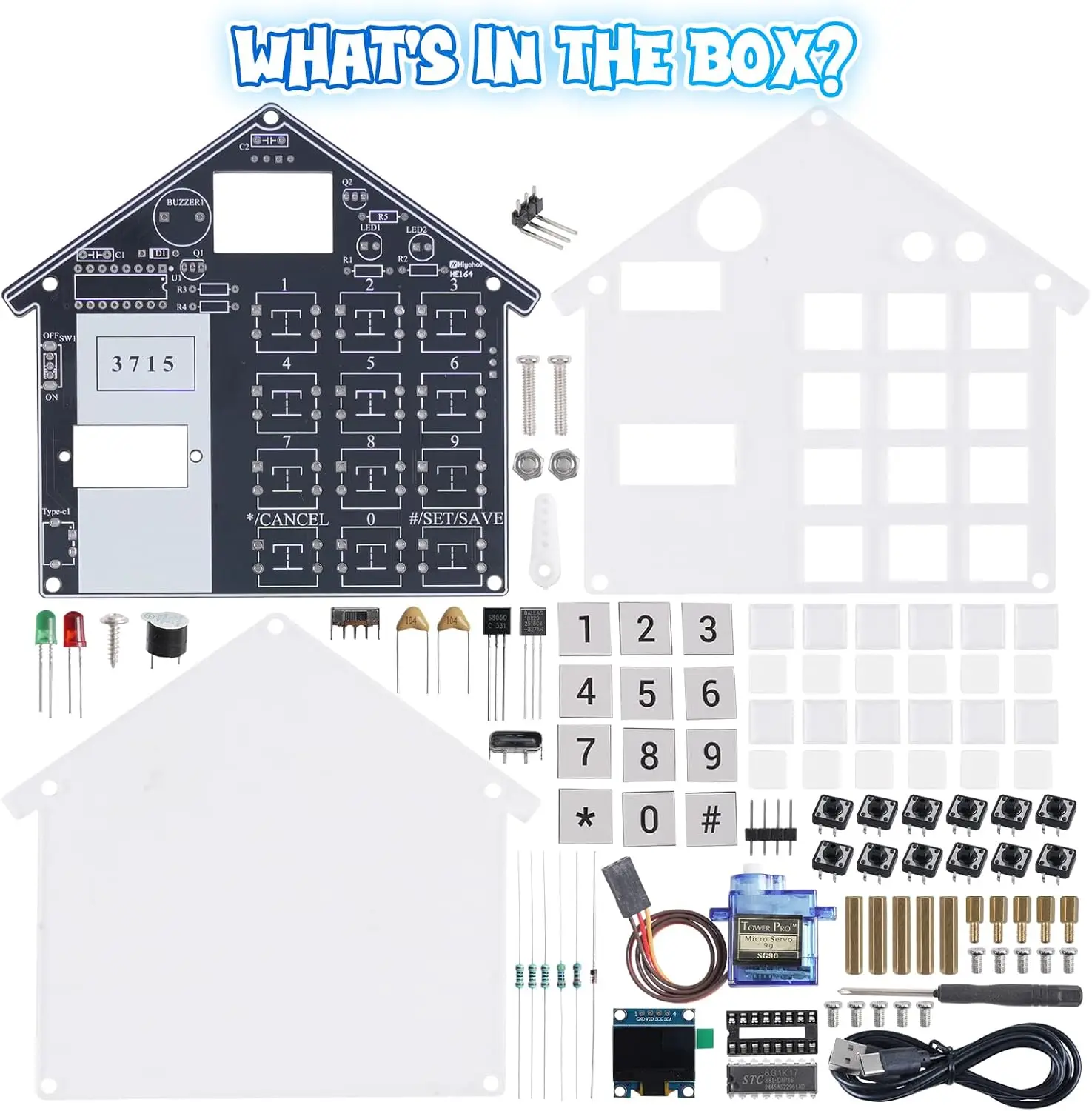 Electronic Code Lock Soldering Project DIY House Shaped Password Lock Electronics Kit with Motorised Door & Temperature Display