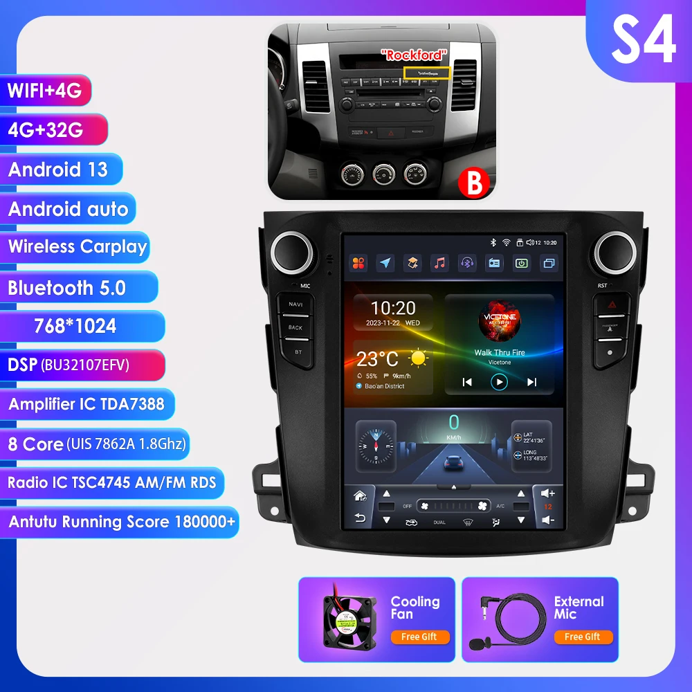 Hizpo 9,7 "Für Tesla Stil Auto Radio Für Mitsubishi Outlander XI 2 2008-2011 Android Auto Multimedia Player 4G Drahtlose Carplay