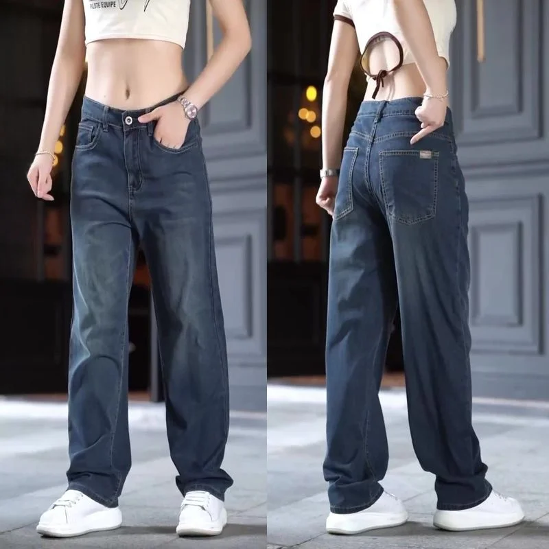 

Мужские свободные джинсы с широкими штанинами, удлиненные, в винтажном американском стиле, модные, для городской молодежи