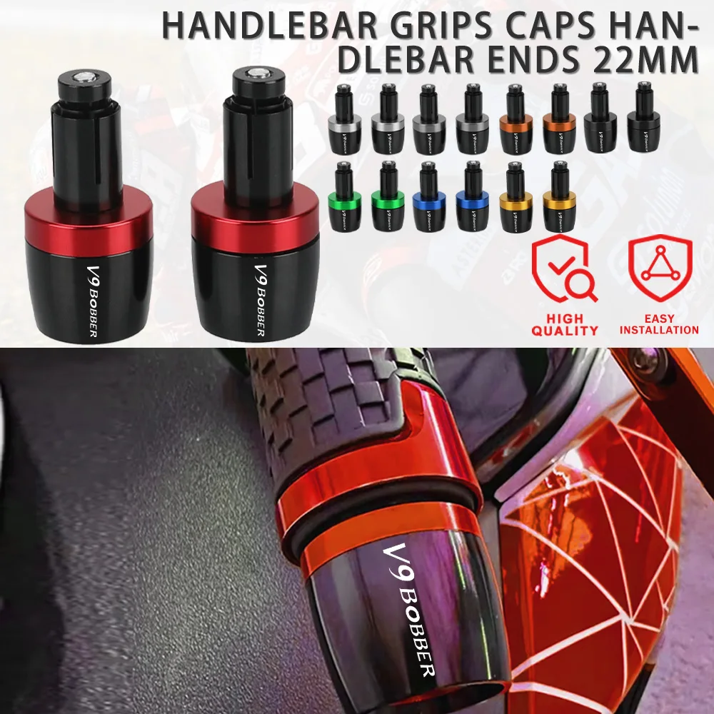 For MOTO GUZZI V9BobbeR V9 BobbeR 2016 Motorcycles Handlebar Grips Bar End Sliders Handle Bars Grip Cap Plug Slide 7/8'' 22MM